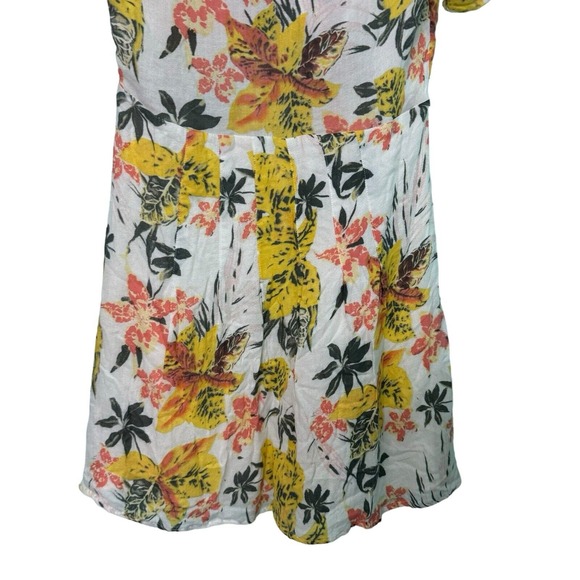 Free People 4 Tropical Floral Boho Cutout Tie Front Part Time Lover Mini Dress - Picture 8 of 11